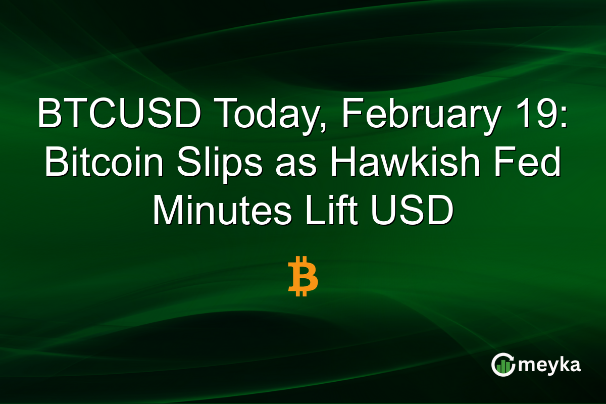 BTCUSD Today, February 19: Bitcoin Slips as Hawkish Fed Minutes Lift USD