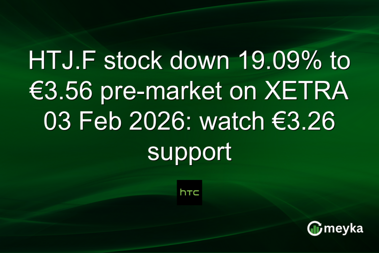 HTJ.F stock down 19.09% to €3.56 pre-market on XETRA 03 Feb 2026: watch €3.26 support