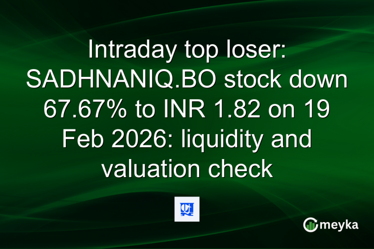 Intraday top loser: SADHNANIQ.BO stock down 67.67% to INR 1.82 on 19 Feb 2026: liquidity and valuation check