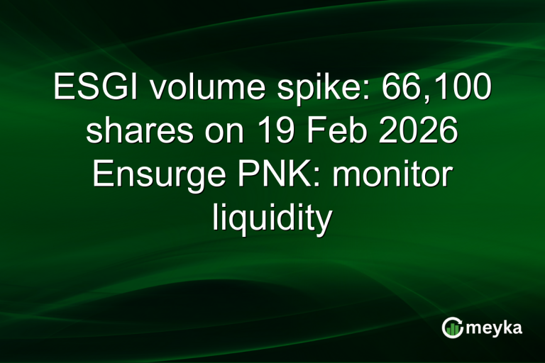 ESGI volume spike: 66,100 shares on 19 Feb 2026 Ensurge PNK: monitor liquidity