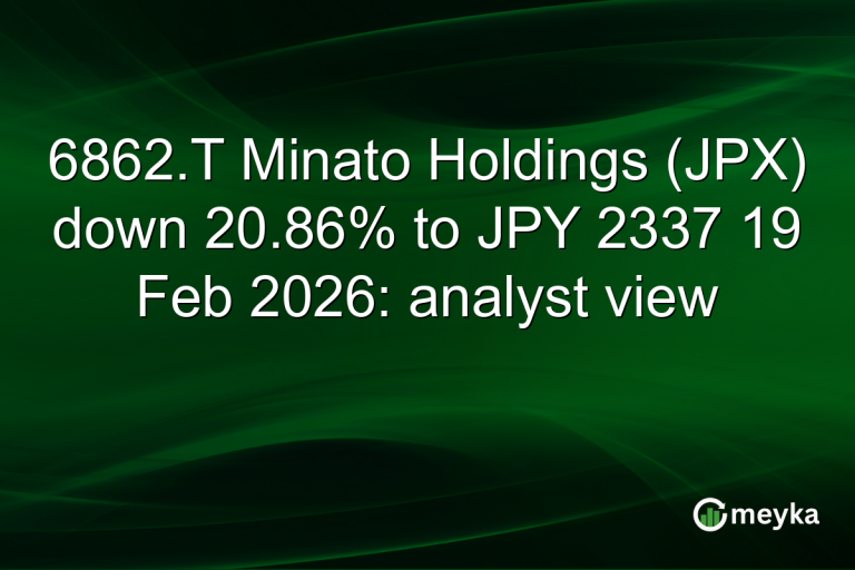 6862.T Minato Holdings (JPX) down 20.86% to JPY 2337 19 Feb 2026: analyst view