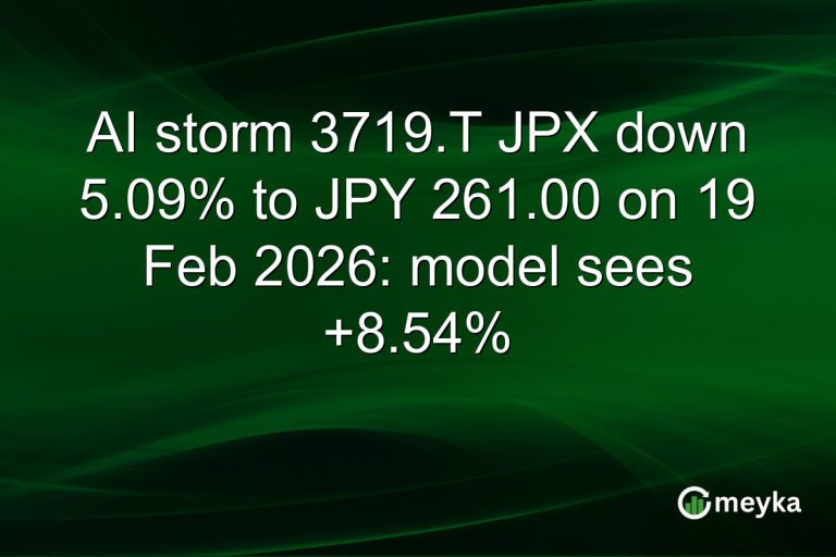 AI storm 3719.T JPX down 5.09% to JPY 261.00 on 19 Feb 2026: model sees +8.54%