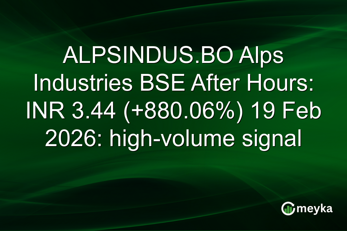 ALPSINDUS.BO Alps Industries BSE After Hours: INR 3.44 (+880.06%) 19 Feb 2026: high-volume signal