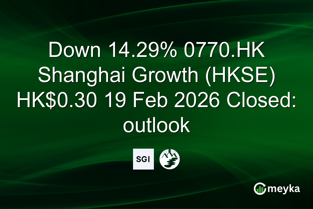Down 14.29% 0770.HK Shanghai Growth (HKSE) HK$0.30 19 Feb 2026 Closed: outlook
