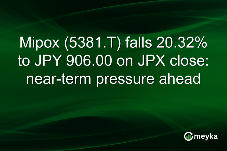 Mipox (5381.T) falls 20.32% to JPY 906.00 on JPX close: near-term pressure ahead