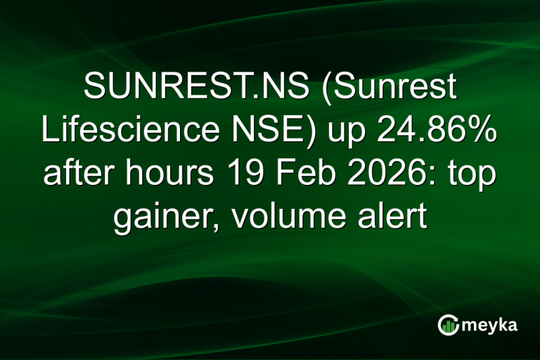 SUNREST.NS (Sunrest Lifescience NSE) up 24.86% after hours 19 Feb 2026: top gainer, volume alert