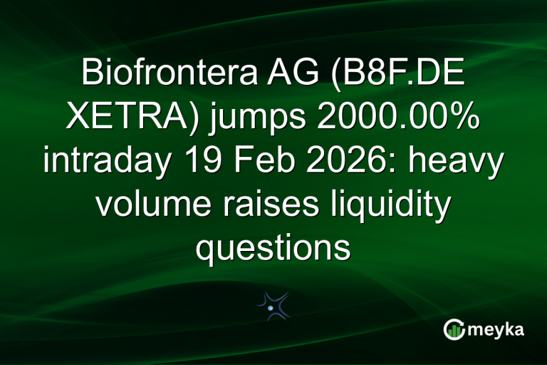 Biofrontera AG (B8F.DE XETRA) jumps 2000.00% intraday 19 Feb 2026: heavy volume raises liquidity questions