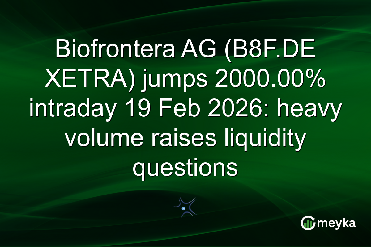 Biofrontera AG (B8F.DE XETRA) jumps 2000.00% intraday 19 Feb 2026: heavy volume raises liquidity questions