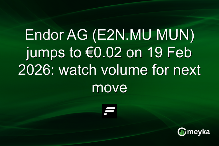 Endor AG (E2N.MU MUN) jumps to €0.02 on 19 Feb 2026: watch volume for next move