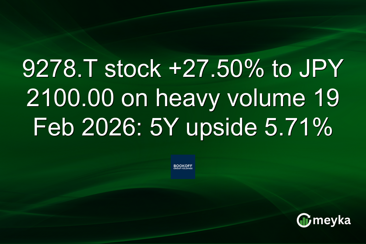 9278.T stock +27.50% to JPY 2100.00 on heavy volume 19 Feb 2026: 5Y upside 5.71%