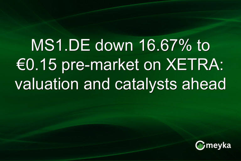 MS1.DE down 16.67% to €0.15 pre-market on XETRA: valuation and catalysts ahead