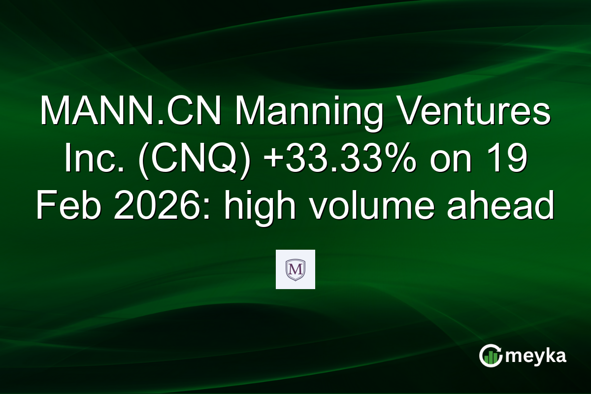 MANN.CN Manning Ventures Inc. (CNQ) +33.33% on 19 Feb 2026: high volume ahead