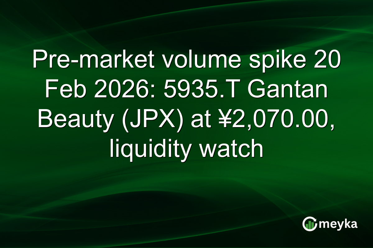 Pre-market volume spike 20 Feb 2026: 5935.T Gantan Beauty (JPX) at ¥2,070.00, liquidity watch