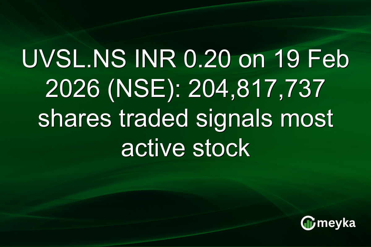 UVSL.NS INR 0.20 on 19 Feb 2026 (NSE): 204,817,737 shares traded signals most active stock