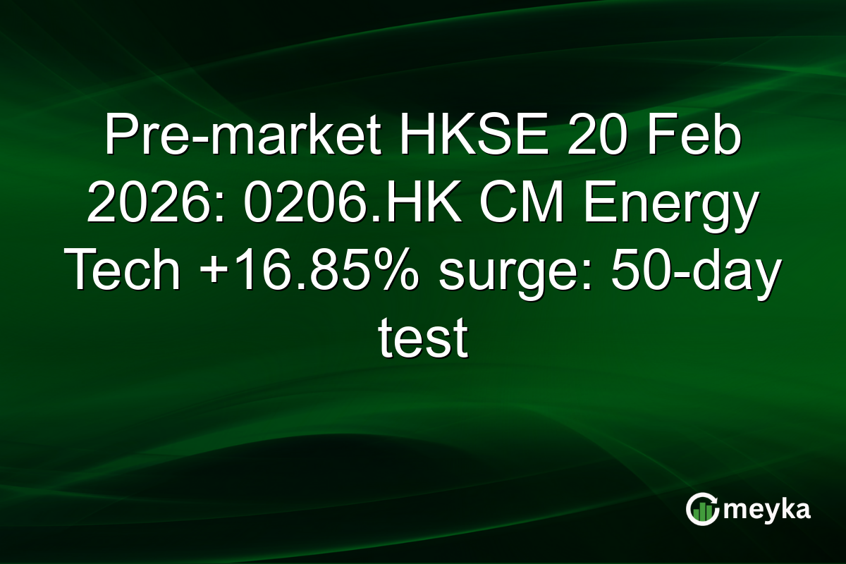 Pre-market HKSE 20 Feb 2026: 0206.HK CM Energy Tech +16.85% surge: 50-day test
