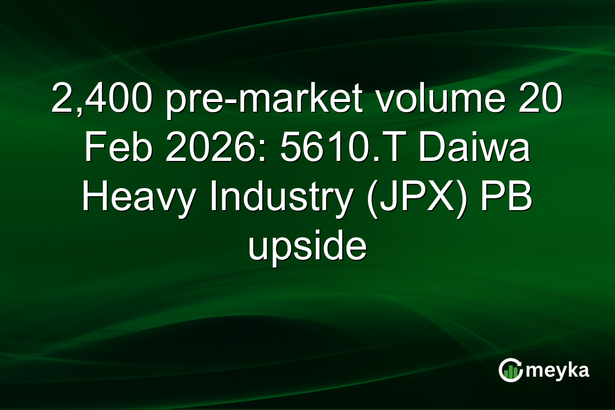 2,400 pre-market volume 20 Feb 2026: 5610.T Daiwa Heavy Industry (JPX) PB upside