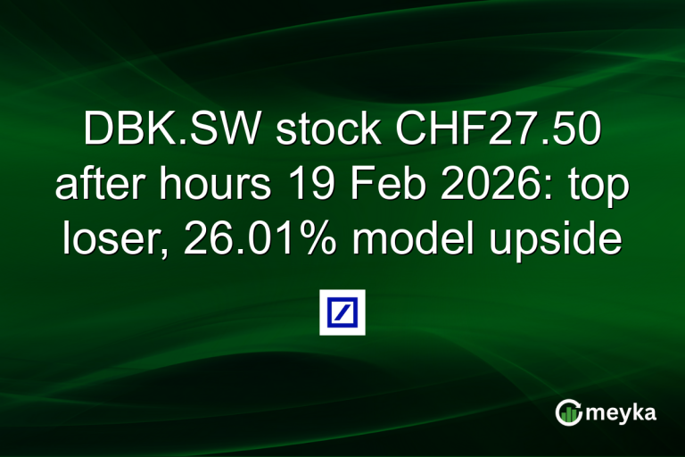 DBK.SW stock CHF27.50 after hours 19 Feb 2026: top loser, 26.01% model upside