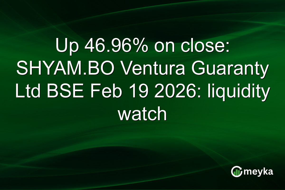 Up 46.96% on close: SHYAM.BO Ventura Guaranty Ltd BSE Feb 19 2026: liquidity watch