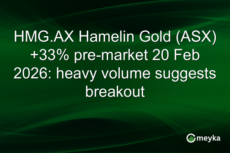 HMG.AX Hamelin Gold (ASX) +33% pre-market 20 Feb 2026: heavy volume suggests breakout