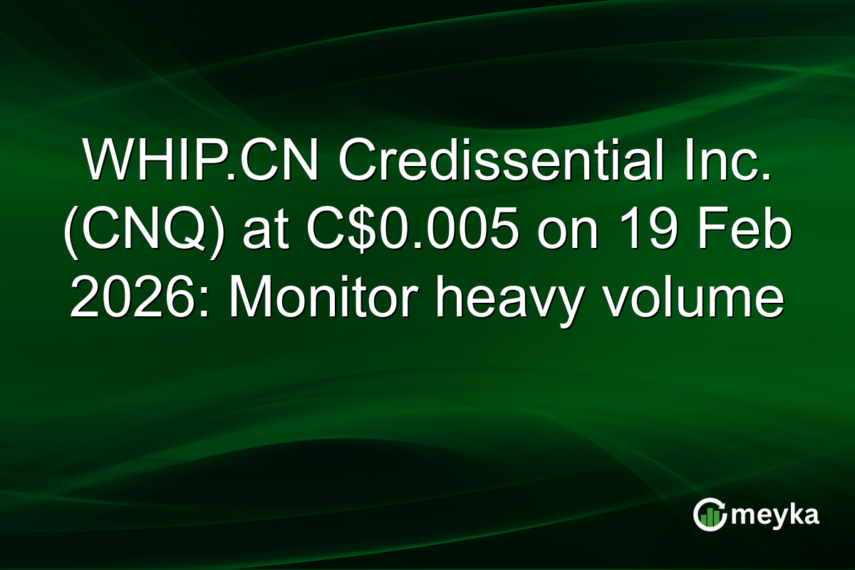 WHIP.CN Credissential Inc. (CNQ) at C$0.005 on 19 Feb 2026: Monitor heavy volume