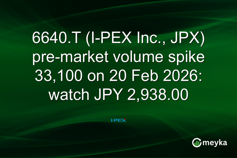 6640.T (I-PEX Inc., JPX) pre-market volume spike 33,100 on 20 Feb 2026: watch JPY 2,938.00