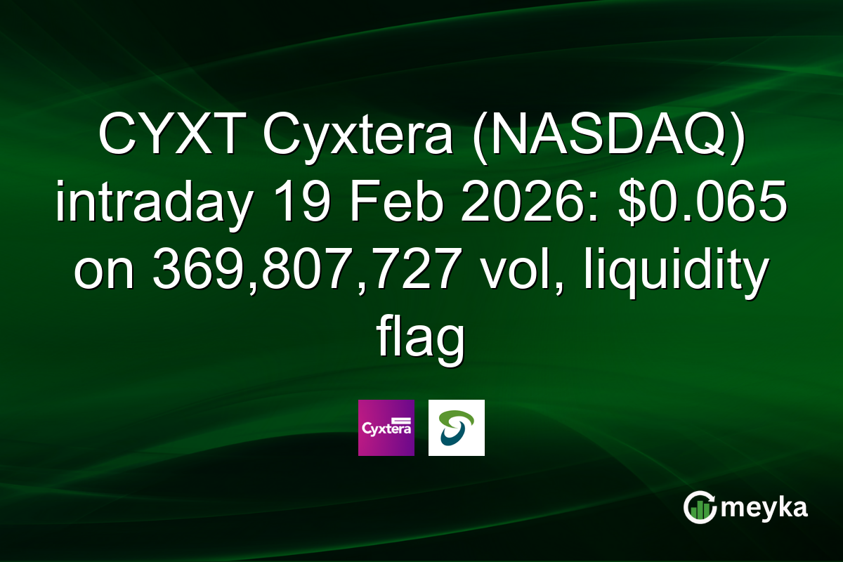 CYXT Cyxtera (NASDAQ) intraday 19 Feb 2026: $0.065 on 369,807,727 vol, liquidity flag