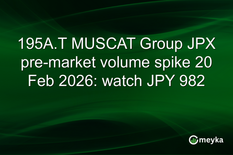 195A.T MUSCAT Group JPX pre-market volume spike 20 Feb 2026: watch JPY 982