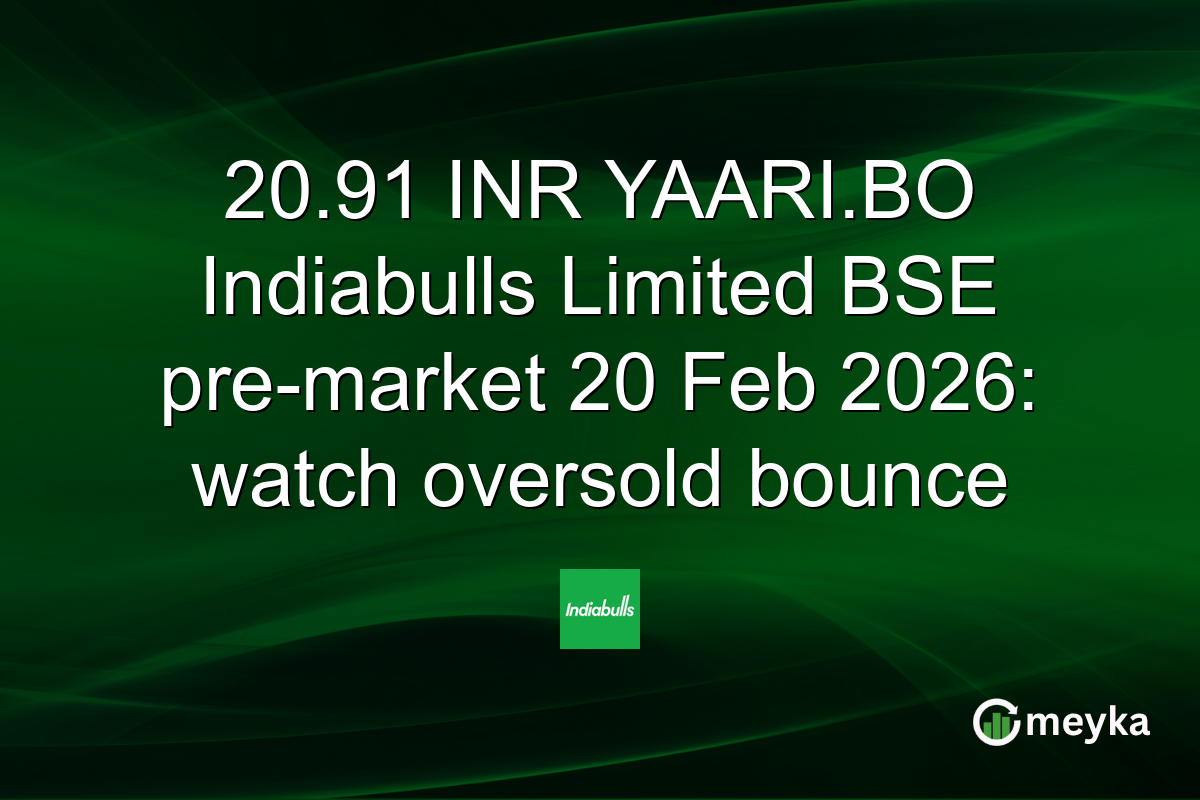 20.91 INR YAARI.BO Indiabulls Limited BSE pre-market 20 Feb 2026: watch oversold bounce