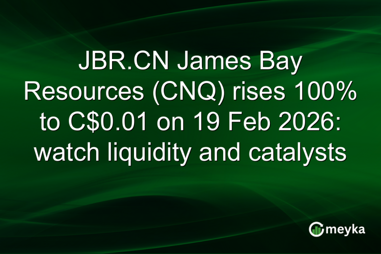 JBR.CN James Bay Resources (CNQ) rises 100% to C$0.01 on 19 Feb 2026: watch liquidity and catalysts
