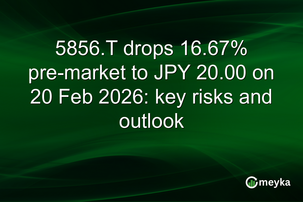 5856.T drops 16.67% pre-market to JPY 20.00 on 20 Feb 2026: key risks and outlook