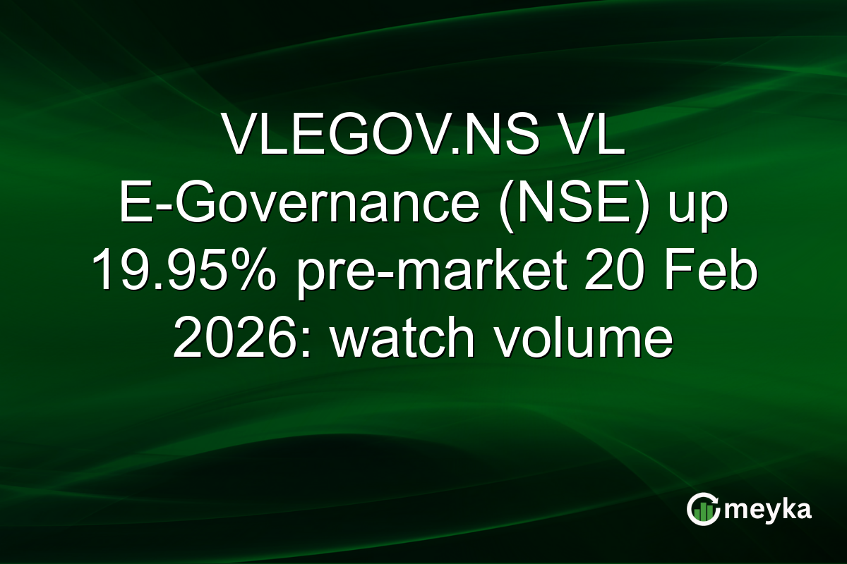 VLEGOV.NS VL E-Governance (NSE) up 19.95% pre-market 20 Feb 2026: watch volume