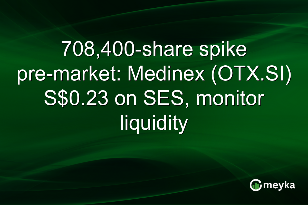 708,400-share spike pre-market: Medinex (OTX.SI) S$0.23 on SES, monitor liquidity