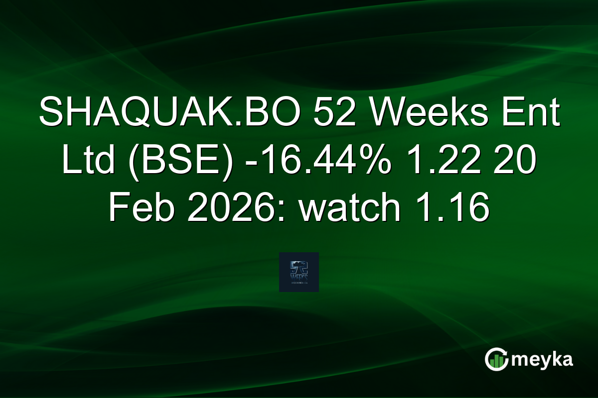 SHAQUAK.BO 52 Weeks Ent Ltd (BSE) -16.44% 1.22 20 Feb 2026: watch 1.16