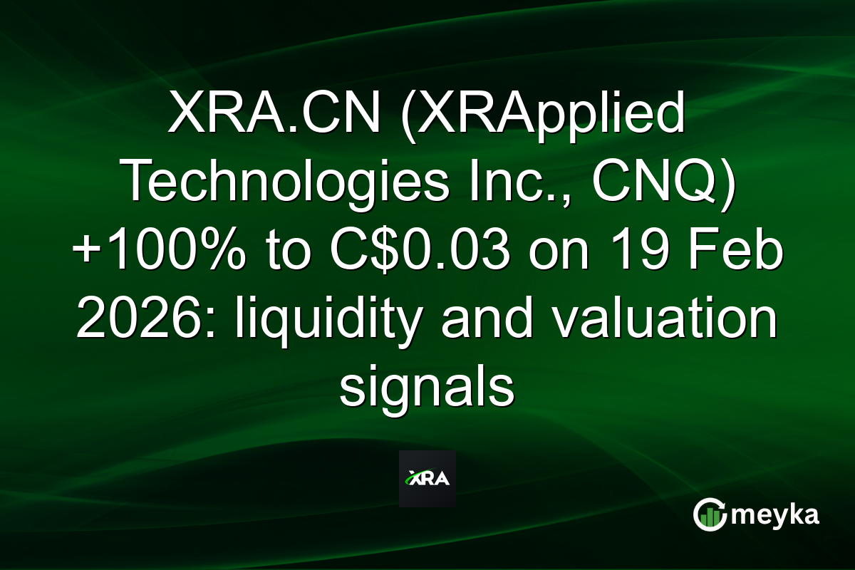 XRA.CN (XRApplied Technologies Inc., CNQ) +100% to C$0.03 on 19 Feb 2026: liquidity and valuation signals