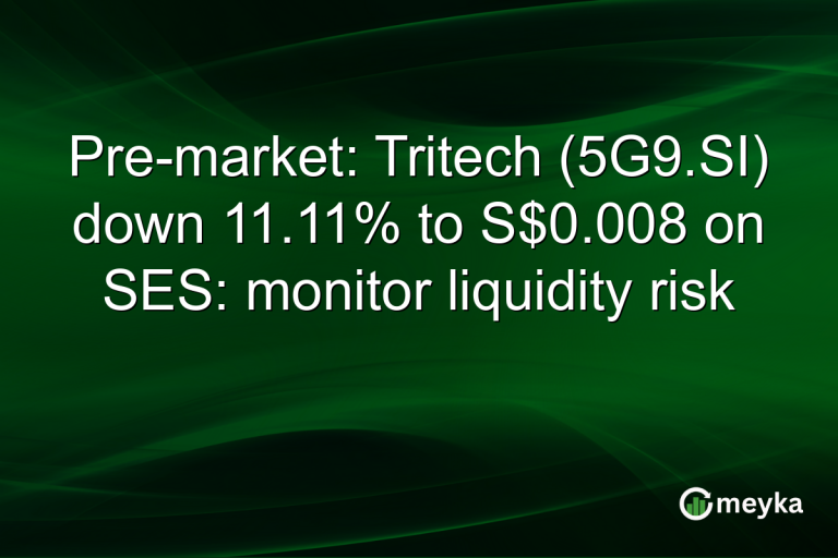 Pre-market: Tritech (5G9.SI) down 11.11% to S$0.008 on SES: monitor liquidity risk