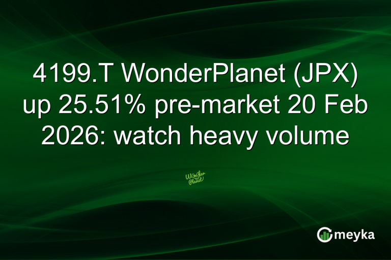 4199.T WonderPlanet (JPX) up 25.51% pre-market 20 Feb 2026: watch heavy volume