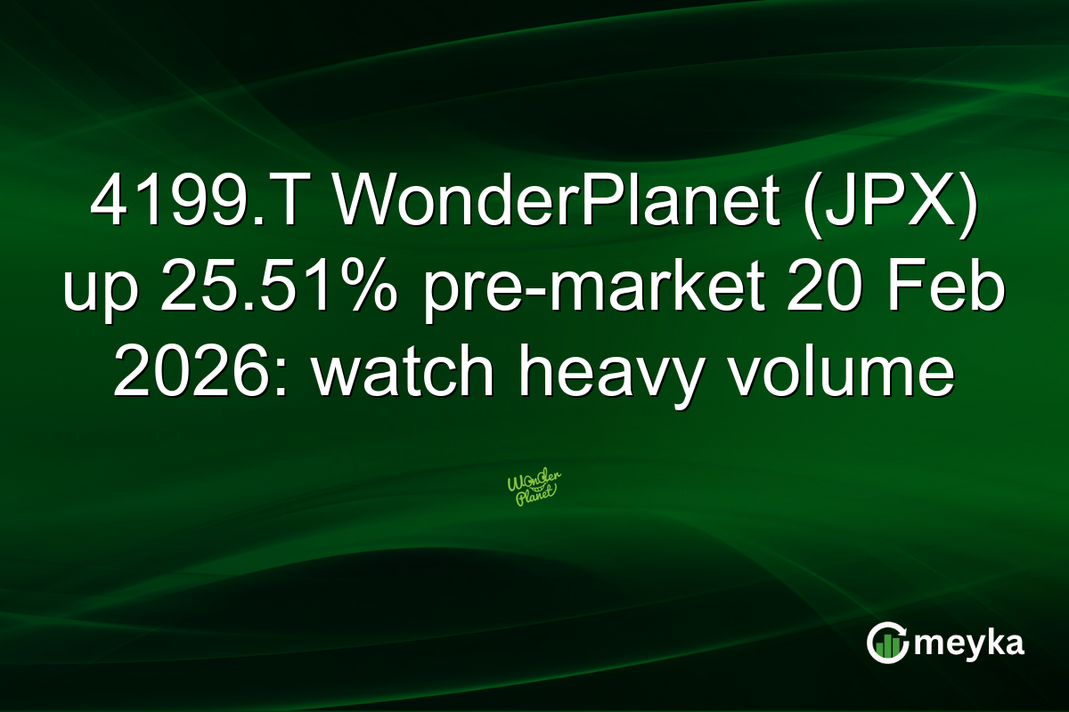 4199.T WonderPlanet (JPX) up 25.51% pre-market 20 Feb 2026: watch heavy volume