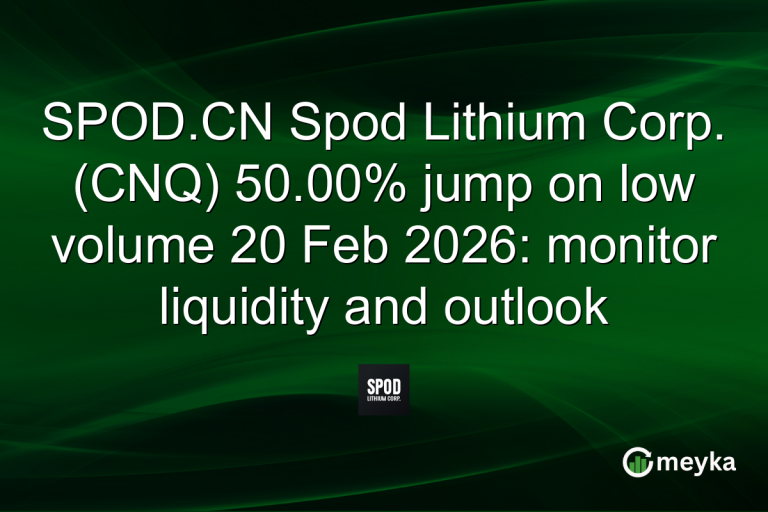 SPOD.CN Spod Lithium Corp. (CNQ) 50.00% jump on low volume 20 Feb 2026: monitor liquidity and outlook