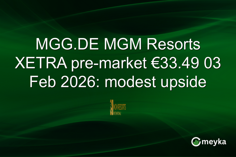 MGG.DE MGM Resorts XETRA pre-market €33.49 03 Feb 2026: modest upside