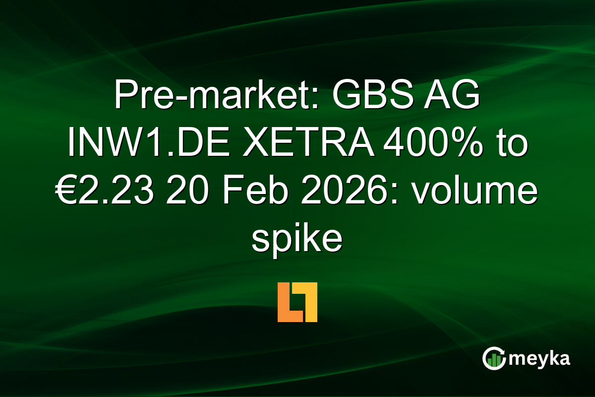 Pre-market: GBS AG INW1.DE XETRA 400% to €2.23 20 Feb 2026: volume spike
