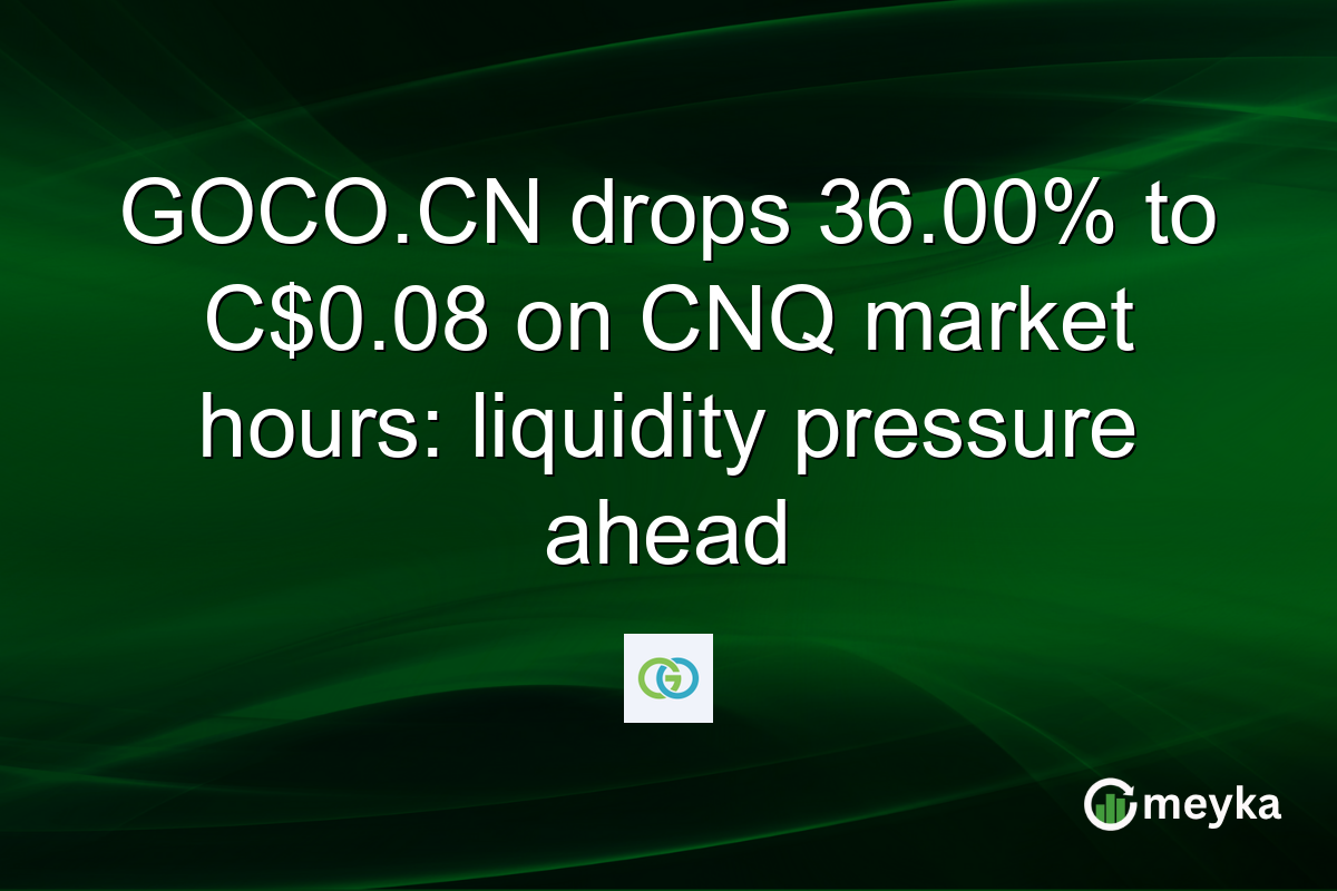 GOCO.CN drops 36.00% to C$0.08 on CNQ market hours: liquidity pressure ahead