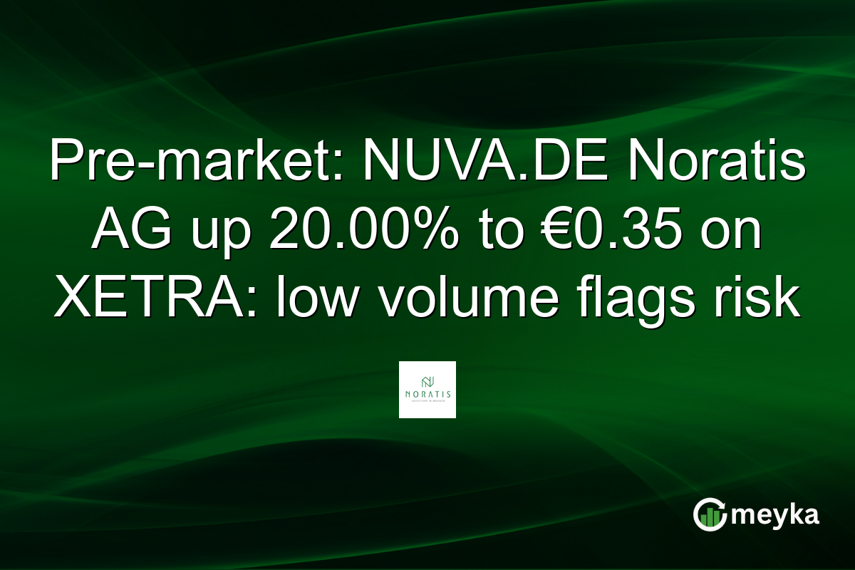 Pre-market: NUVA.DE Noratis AG up 20.00% to €0.35 on XETRA: low volume flags risk