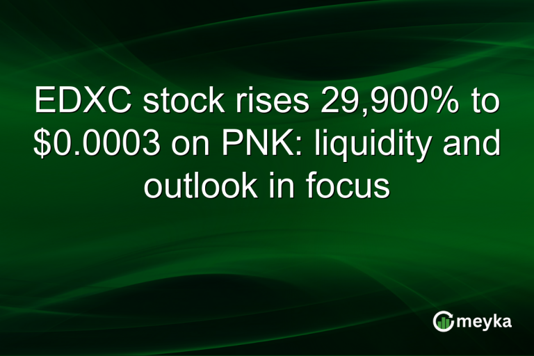 EDXC stock rises 29,900% to $0.0003 on PNK: liquidity and outlook in focus