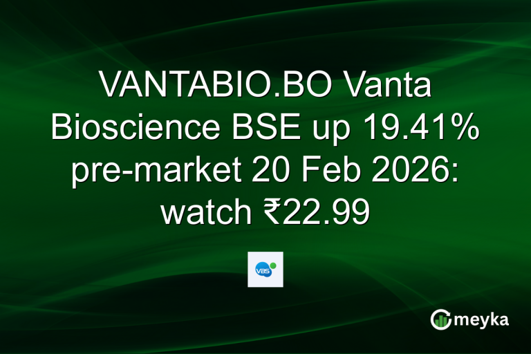 VANTABIO.BO Vanta Bioscience BSE up 19.41% pre-market 20 Feb 2026: watch ₹22.99