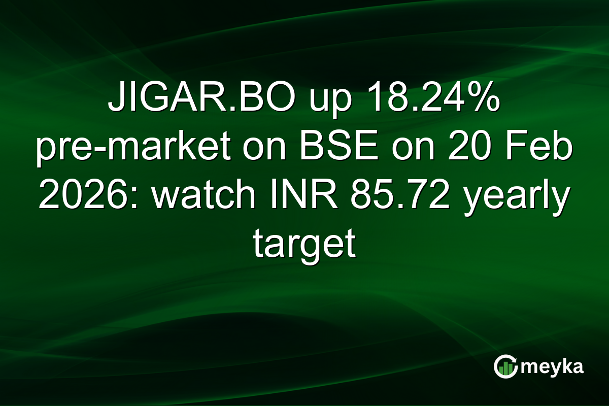 JIGAR.BO up 18.24% pre-market on BSE on 20 Feb 2026: watch INR 85.72 yearly target