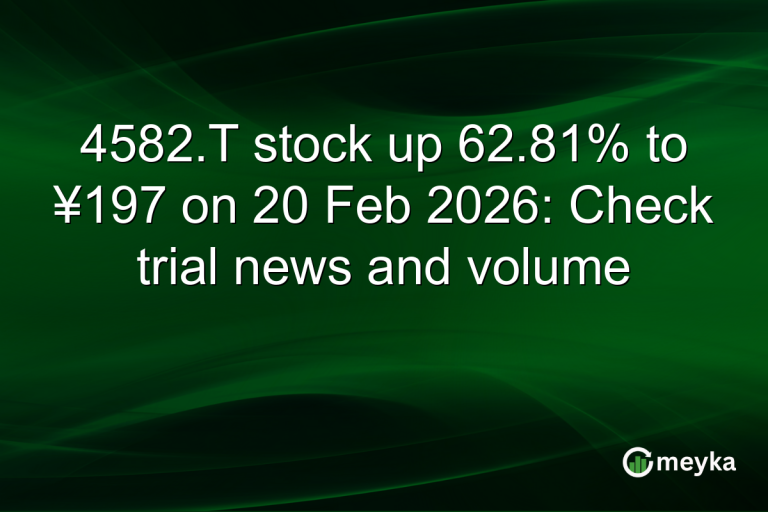 4582.T stock up 62.81% to ¥197 on 20 Feb 2026: Check trial news and volume