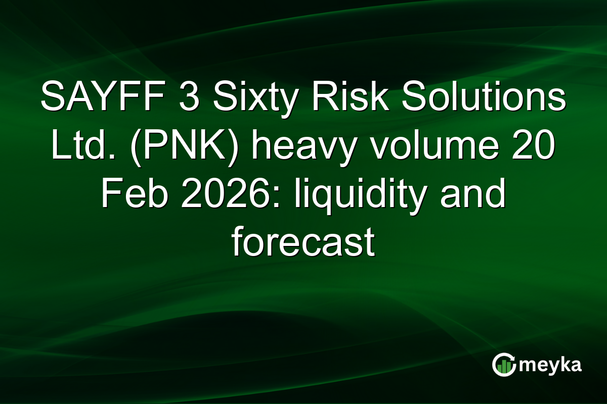 SAYFF 3 Sixty Risk Solutions Ltd. (PNK) heavy volume 20 Feb 2026: liquidity and forecast