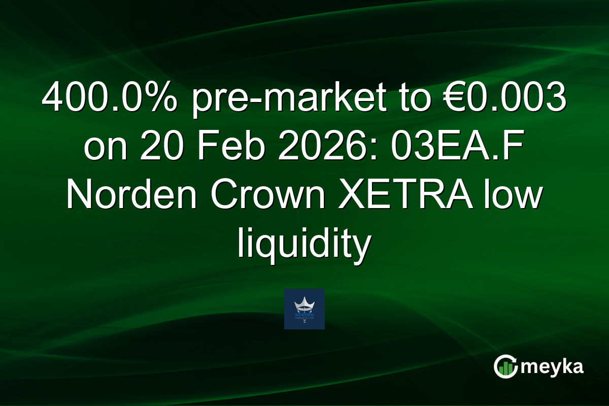 400.0% pre-market to €0.003 on 20 Feb 2026: 03EA.F Norden Crown XETRA low liquidity