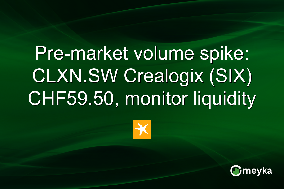 Pre-market volume spike: CLXN.SW Crealogix (SIX) CHF59.50, monitor liquidity
