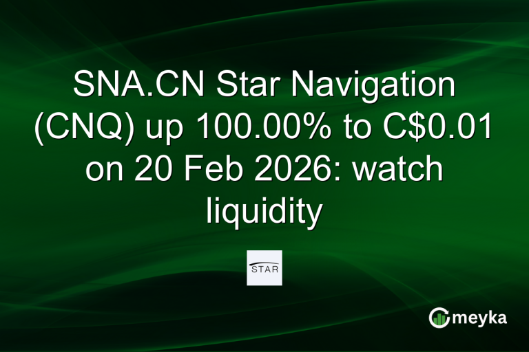 SNA.CN Star Navigation (CNQ) up 100.00% to C$0.01 on 20 Feb 2026: watch liquidity